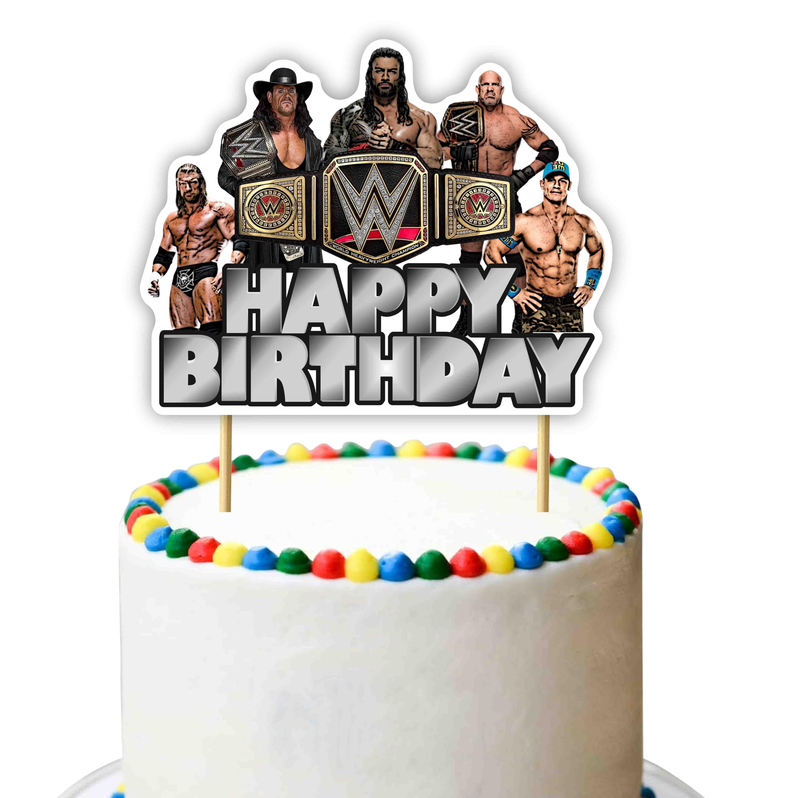 Seyal WWWE cake topper on a birthday cake with bold energy for celebrations.