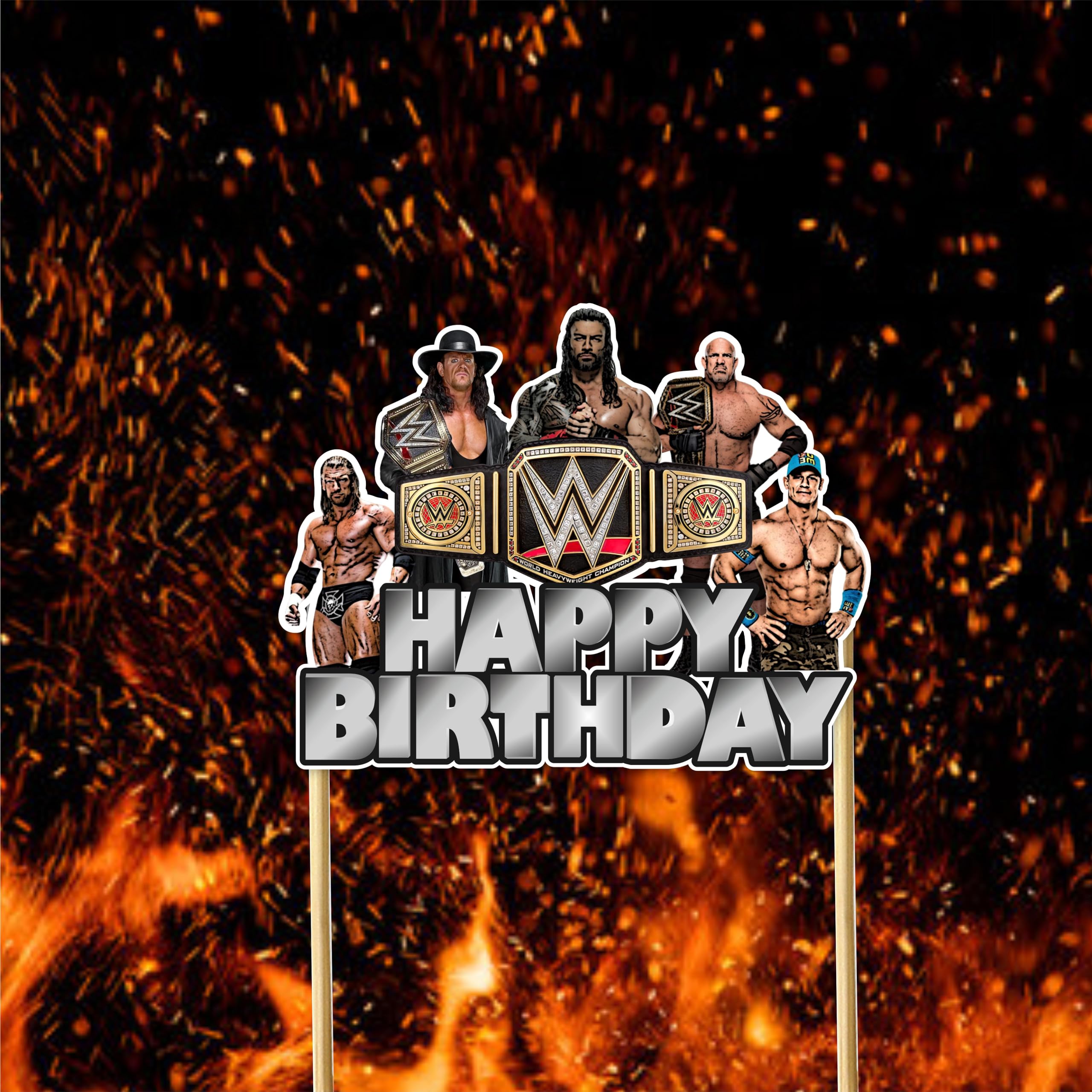 Seyal WWWE wrestling-themed cake decoration elevates the cake design.