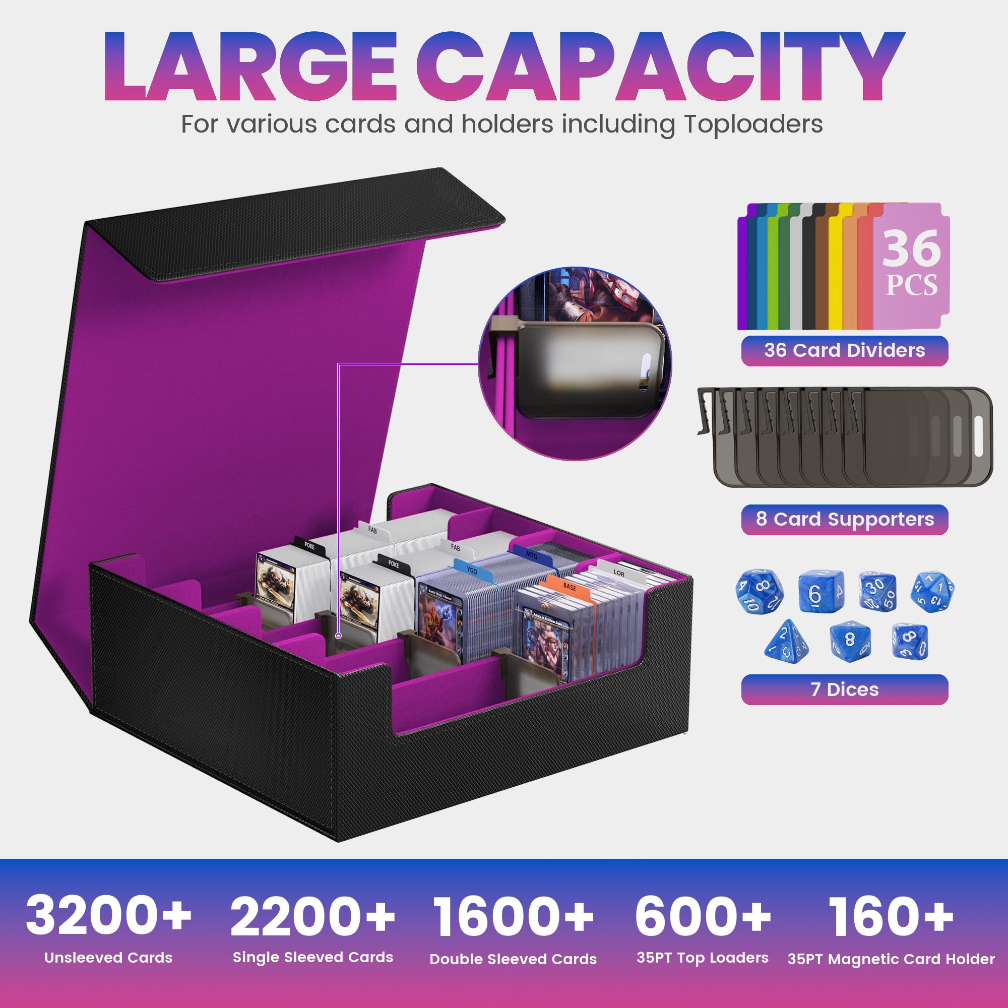 SFSOC 8 adjustable card supports keep cards upright and prevent collapse.