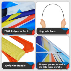 SGftre airplane kite with fiberglass frame offers durability and lightness for travel.