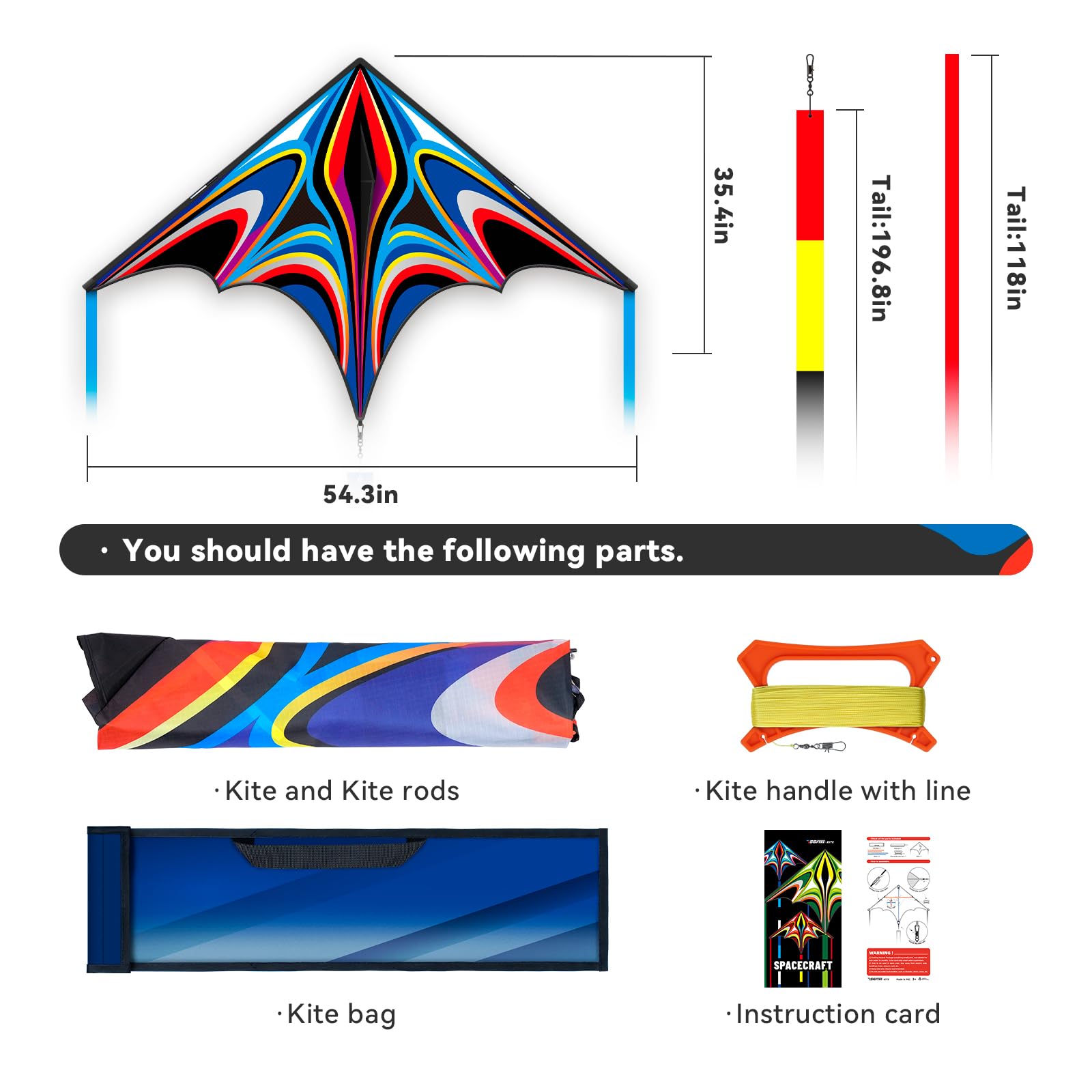 SGftre blue large delta kite with family-friendly design for group fun.