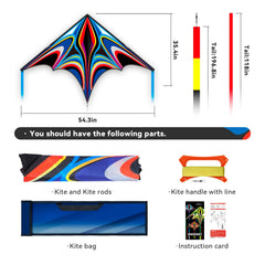 SGftre blue large delta kite with family-friendly design for group fun.
