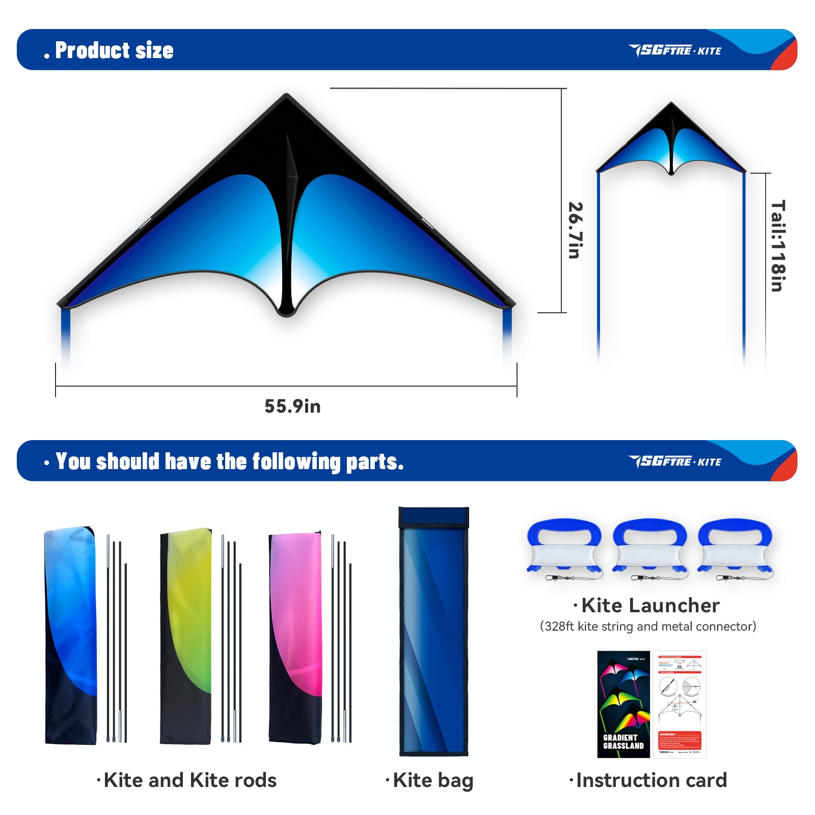 SGftre Delta Kite Three Set suitable for kids and adults.