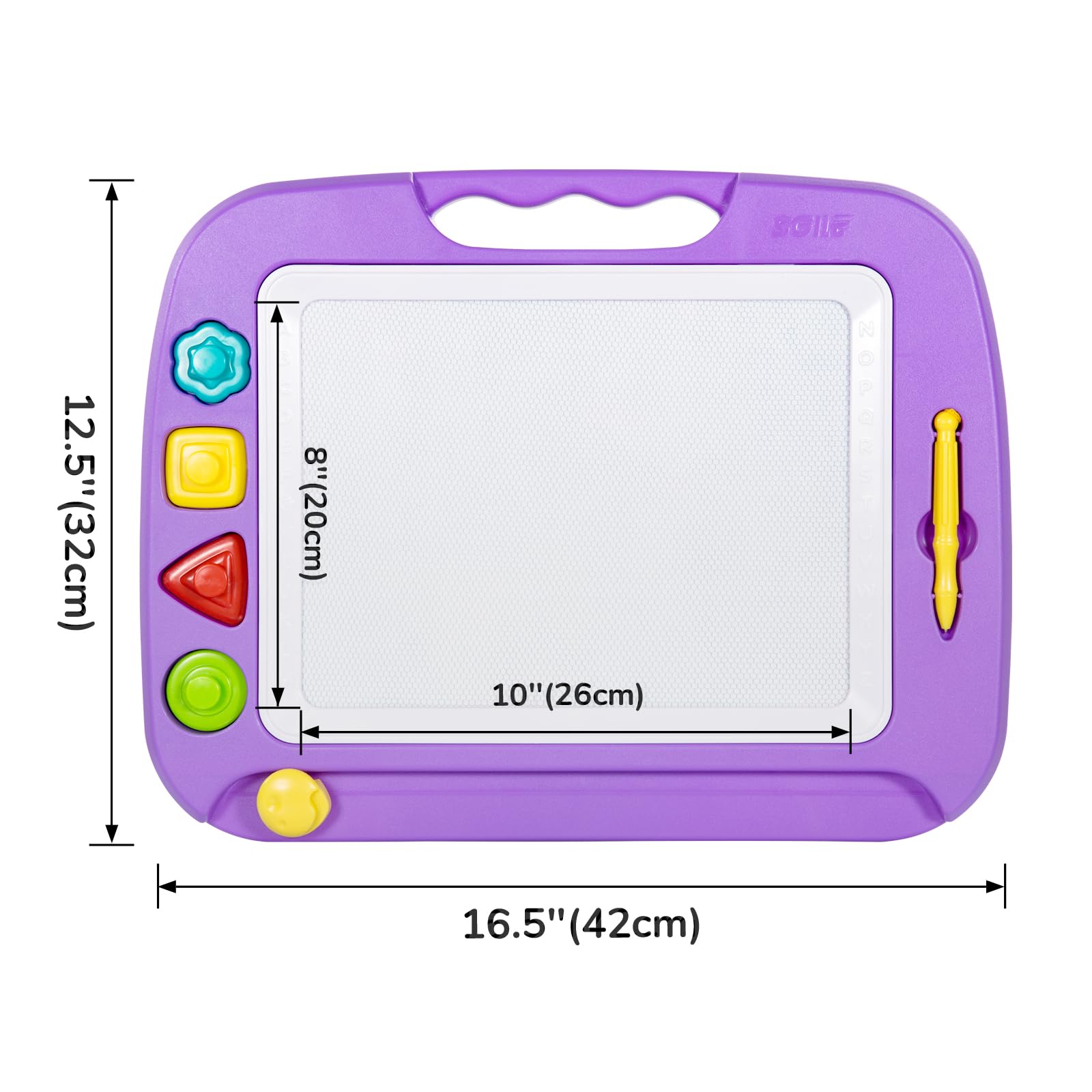 SGILE magnetized stamps on the board stay attached for mess-free creativity