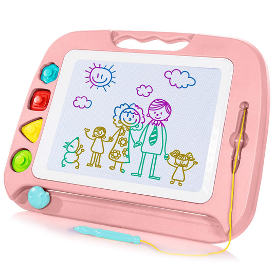 SGILE large drawing area in pink boosts toddler creativity during doodling sessions.