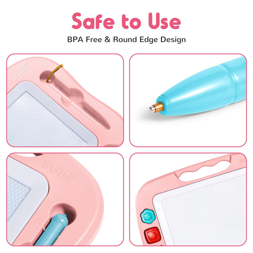 Light pink color adds a playful touch to early learning routines.