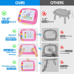 SGILE magnetized stamps remain attached to the pad for mess-free doodling.