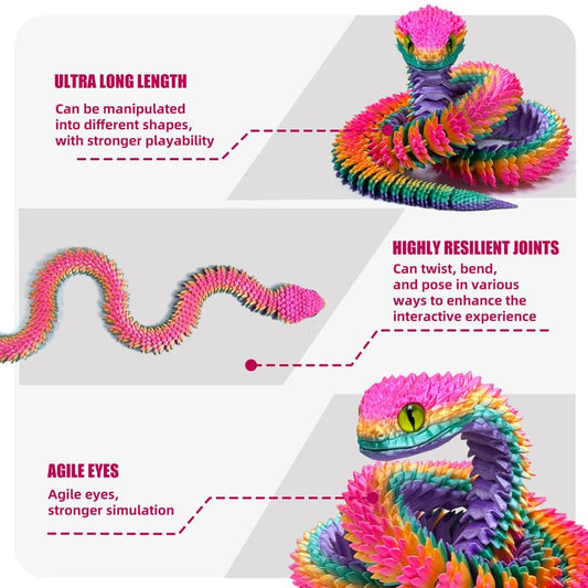SGYYSG rainbow 3D-printed snake highlights vivid color for desk decor.