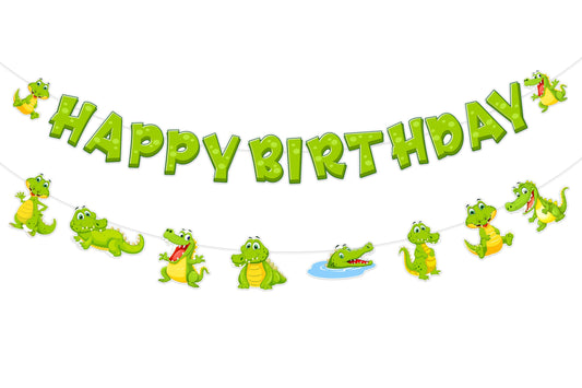 SHADOAMP alligator banner with Happy Birthday letters boosts party vibe.