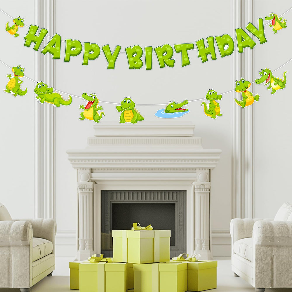 SHADOAMP alligator garland wall decor for tropical jungle themed celebrations.