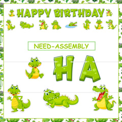SHADOAMP crocodile themed decor elevates green swamp safari party ambiance.