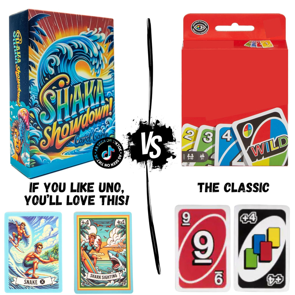 SHAKA Showdown card draw area for quick, engaging rounds with friends.
