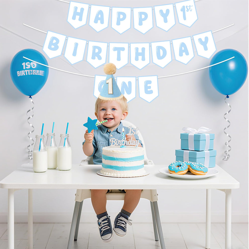Shanmorine baby boy cake smash moment with coordinated decor