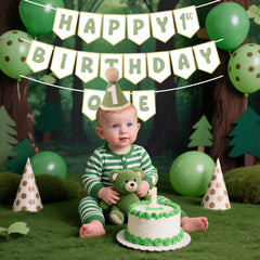 Shanmorine prestrung happy 1st birthday banner ready for quick decoration.