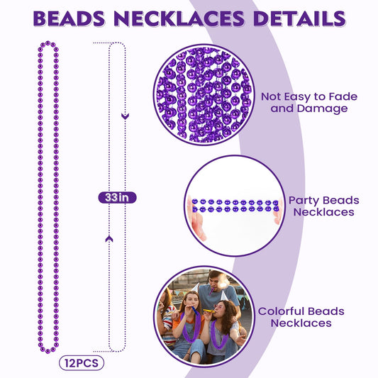 SHAOQINLIN 33-inch purple metallic beaded necklace for costumes and events