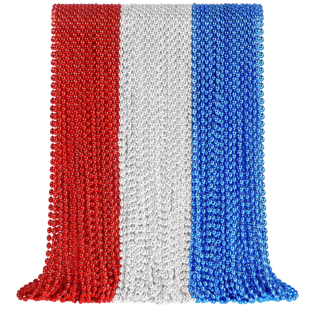 SHAOQINLIN blue patriotic bead necklace close-up for vibrant Independence Day style