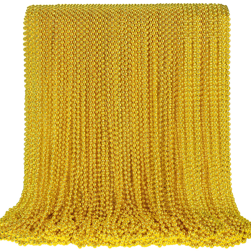 SHAOQINLIN gold bead necklace pack ready for Mardi Gras throws and party decor.