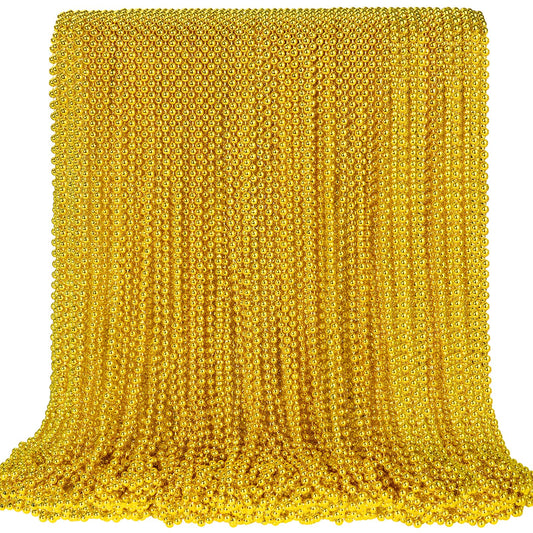 SHAOQINLIN gold bead necklace pack ready for Mardi Gras throws and party decor.