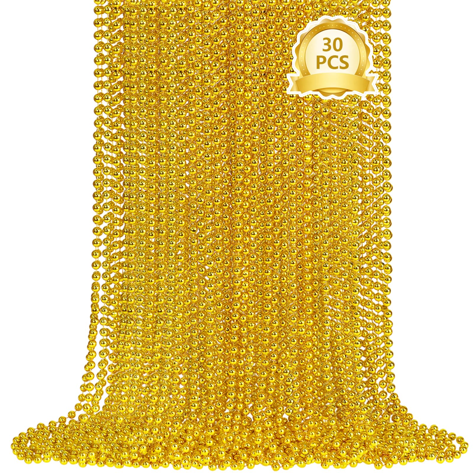 SHAOQINLIN gold bead necklaces in a 33-inch bulk pack for festive events