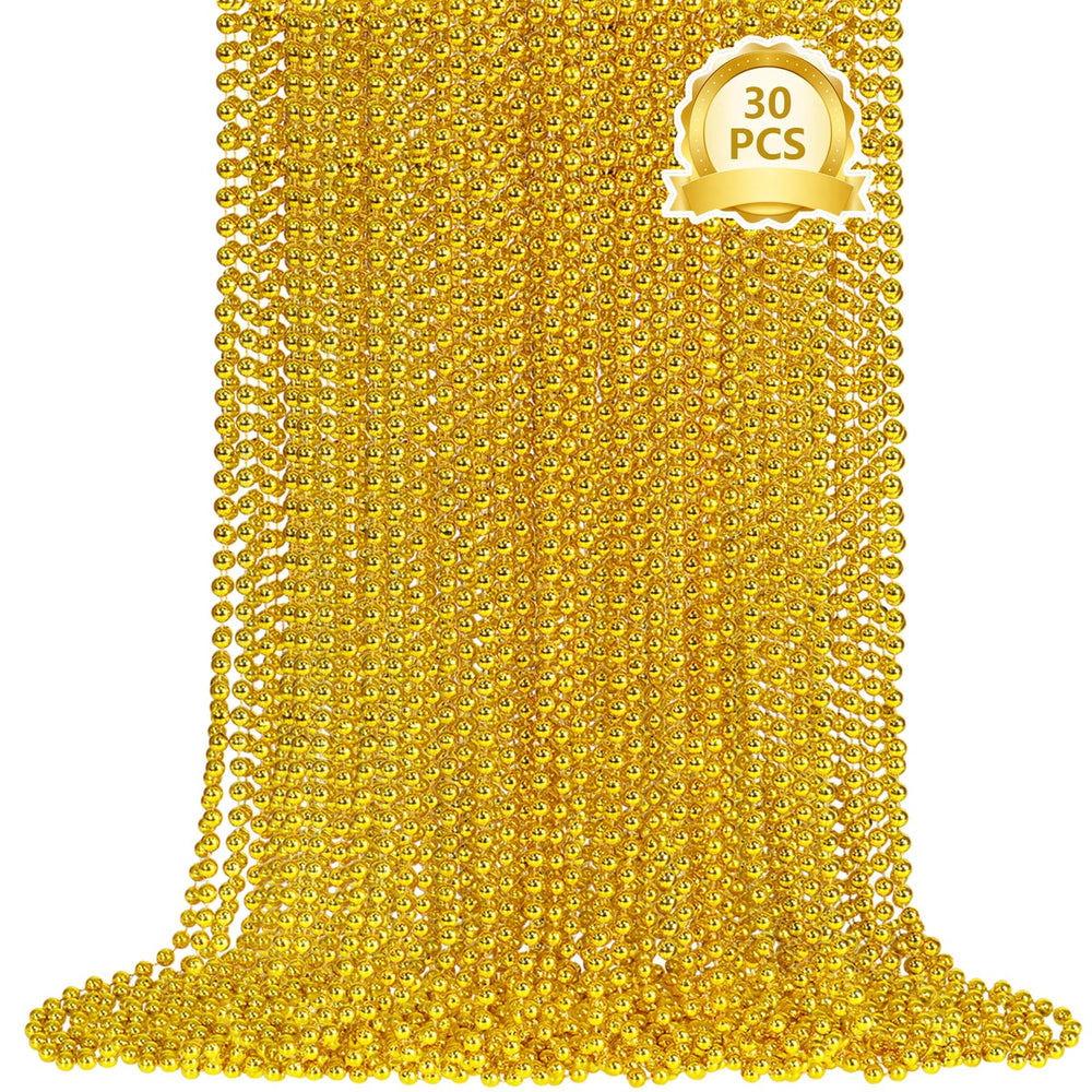 SHAOQINLIN gold bead necklaces in a 33-inch bulk pack for festive events