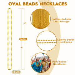 SHAOQINLIN gold bead oval necklace from angled view, lightweight and wearable