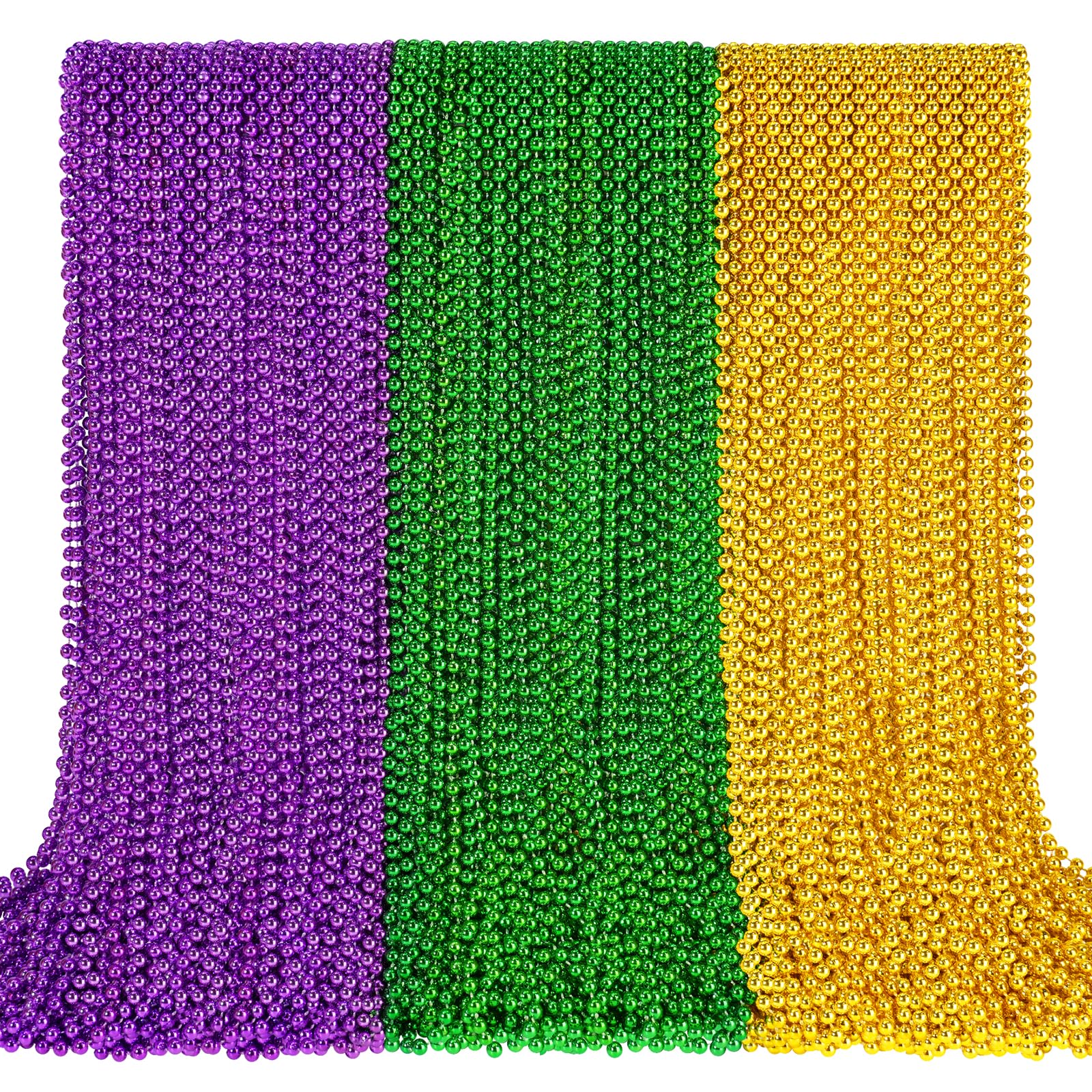 SHAOQINLIN gold Mardi Gras beads necklace close-up for vibrant party decor.