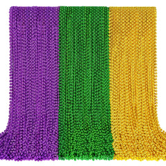 SHAOQINLIN gold Mardi Gras beads necklace close-up for vibrant party decor.
