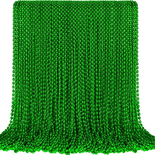 SHAOQINLIN green oval beads necklace, 100-piece pack for bulk party decorations.