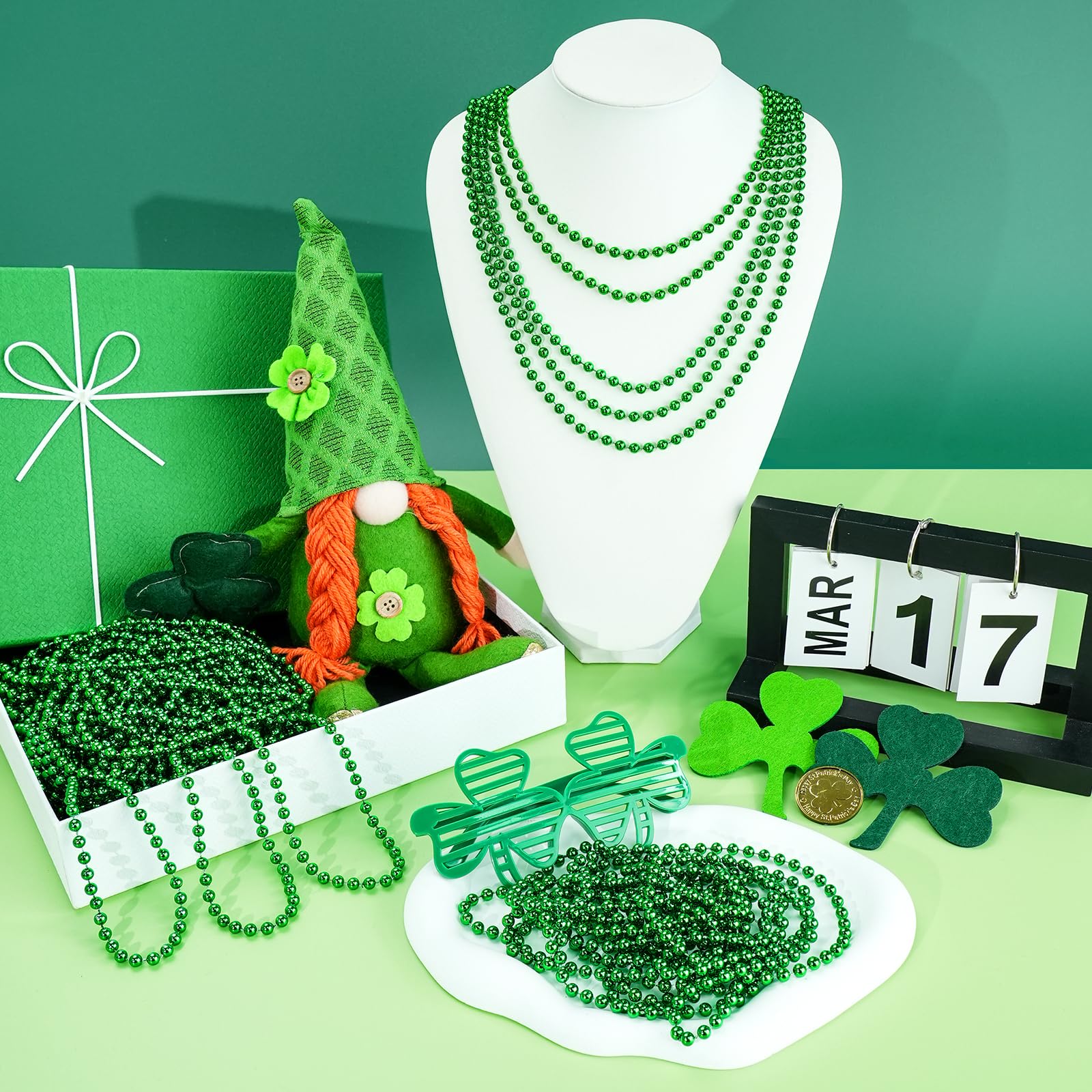 SHAOQINLIN close-up of green plastic beads showing lightweight durability.