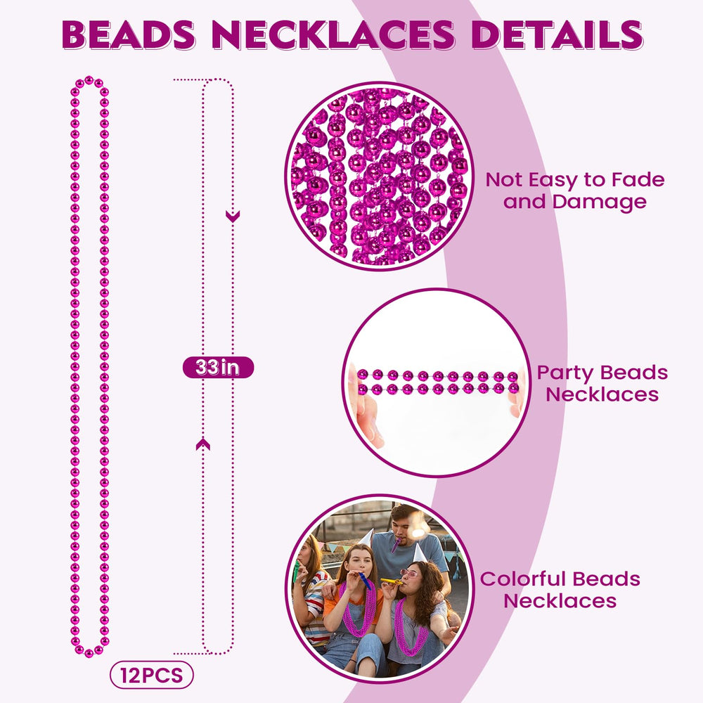 SHAOQINLIN hot pink beads necklace close-up shows glossy finish