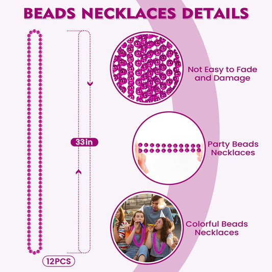 SHAOQINLIN hot pink beads necklace close-up shows glossy finish