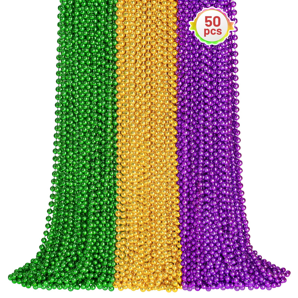 SHAOQINLIN Mardi Gras beads necklace in 33 inch metallic purple green gold for parade outfits