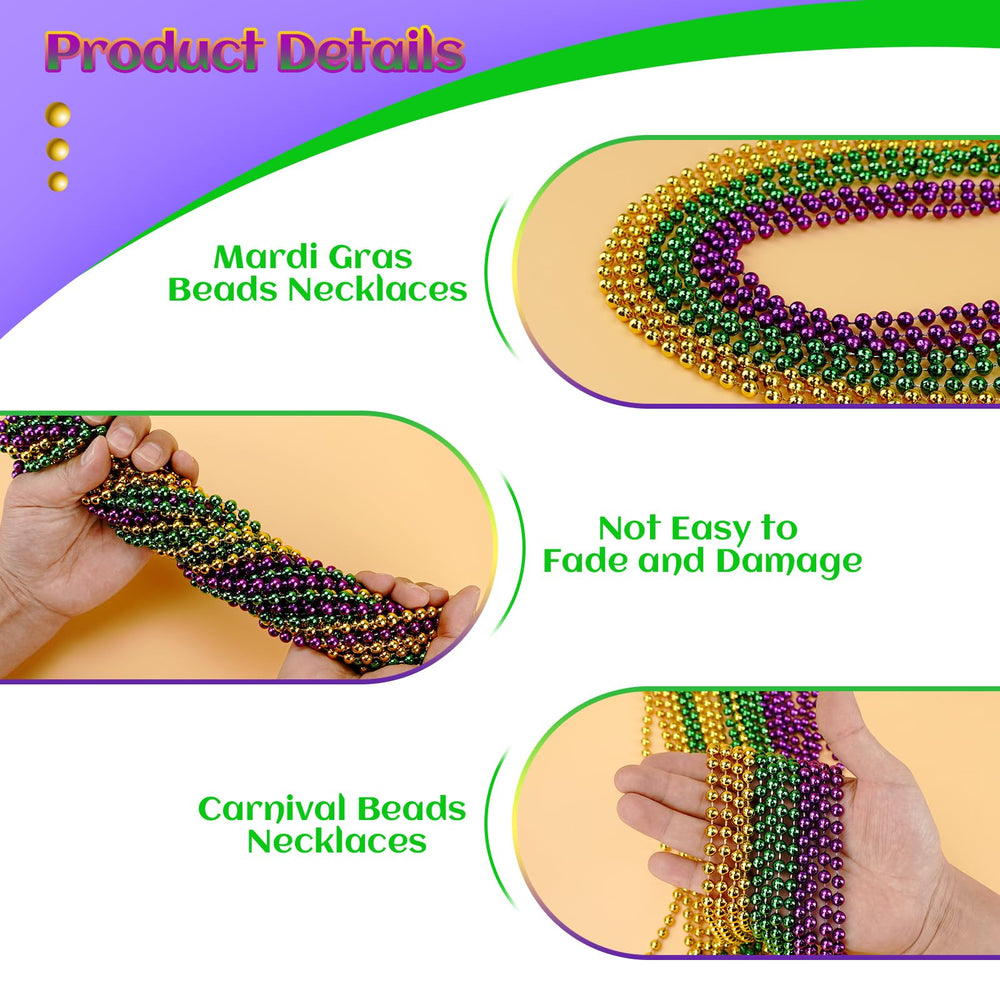SHAOQINLIN green 33in Mardi Gras bead necklace enhances celebrations