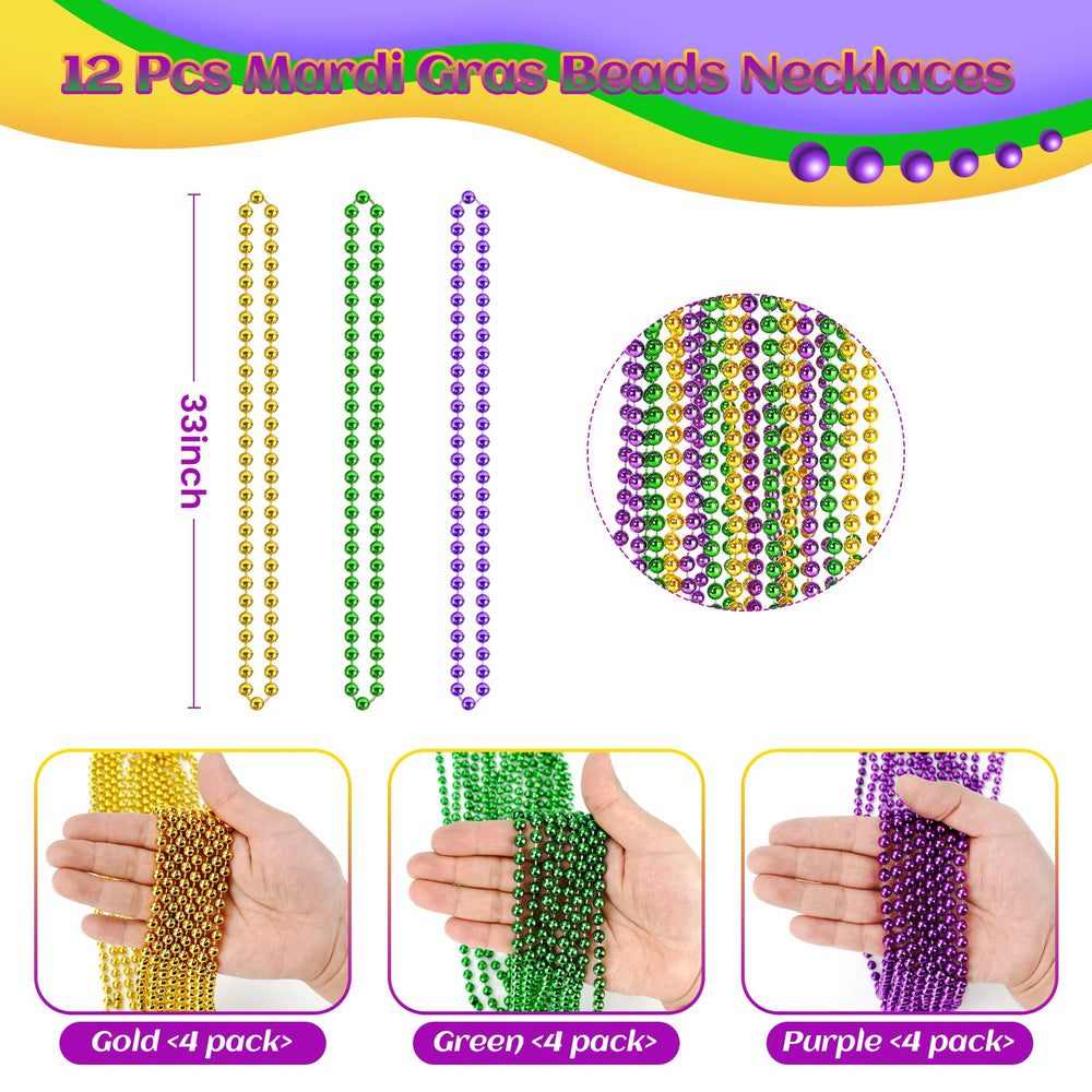 SHAOQINLIN purple 33in Mardi Gras bead necklace for vibrant event color