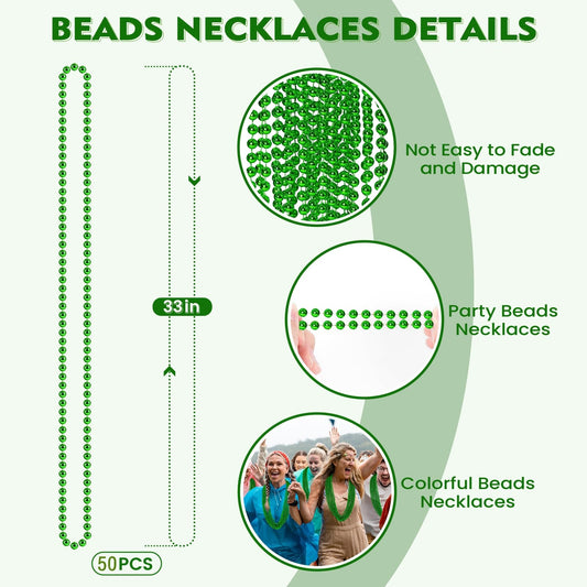 SHAOQINLIN green Mardi Gras beads necklace ideal for throws and party decor