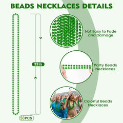 SHAOQINLIN green Mardi Gras beads necklace ideal for throws and party decor