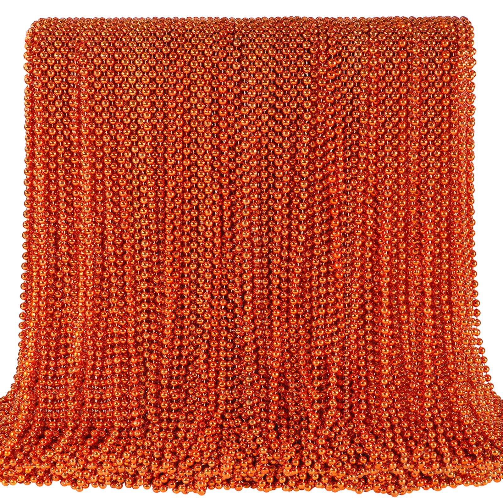 SHAOQINLIN orange bead necklace, 33-inch set, ideal for Mardi Gras party decorations.