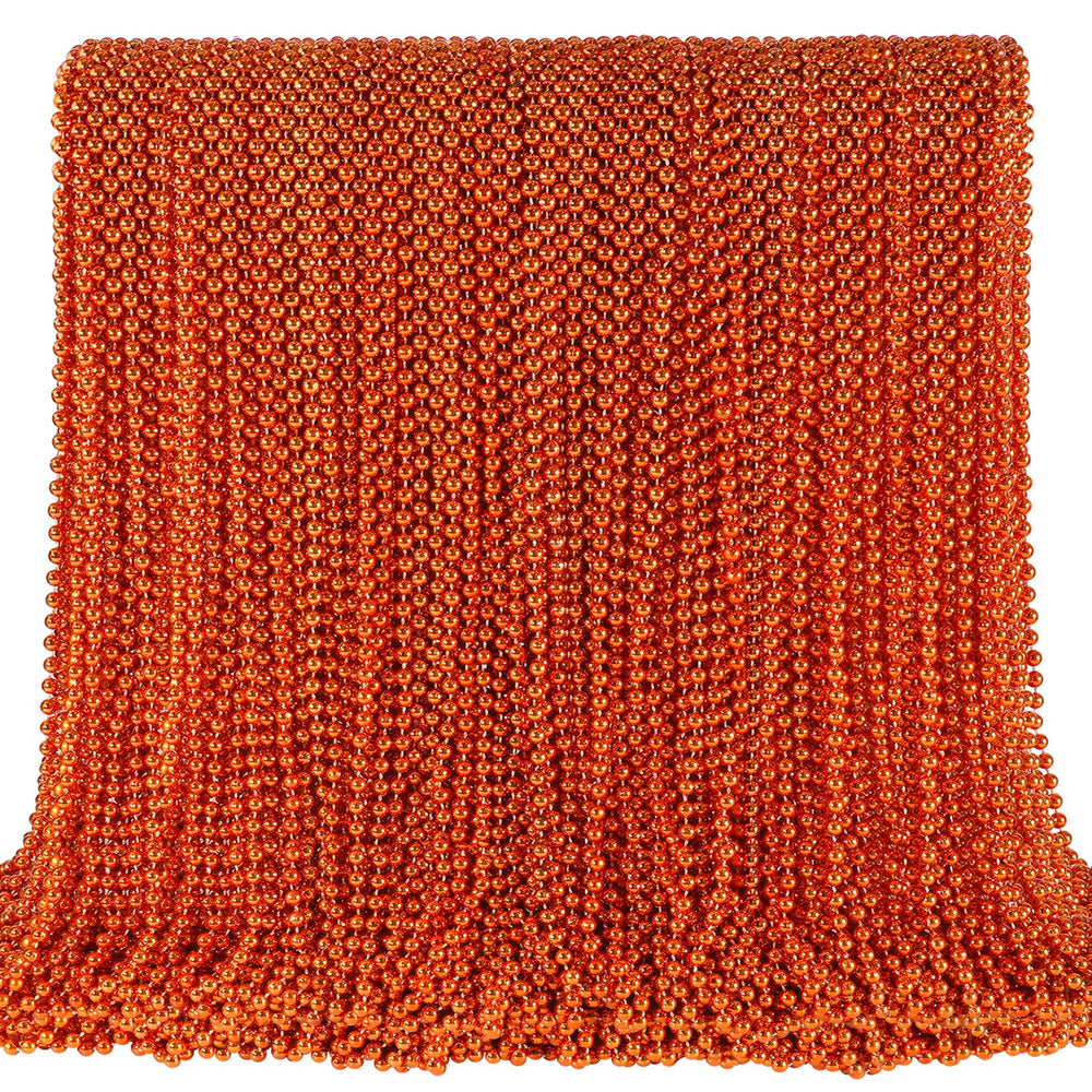 SHAOQINLIN orange bead necklace, 33-inch set, ideal for Mardi Gras party decorations.