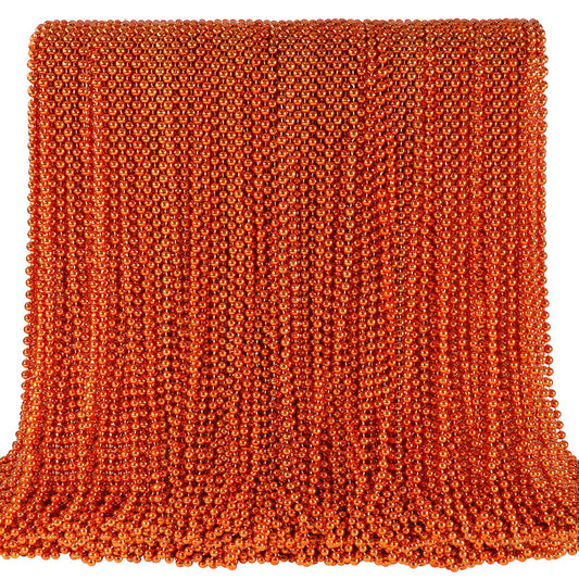 SHAOQINLIN orange bead necklace, 33-inch set, ideal for Mardi Gras party decorations.