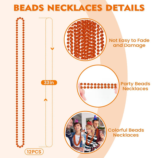 SHAOQINLIN orange Mardi Gras beads displayed for vibrant carnival vibes.