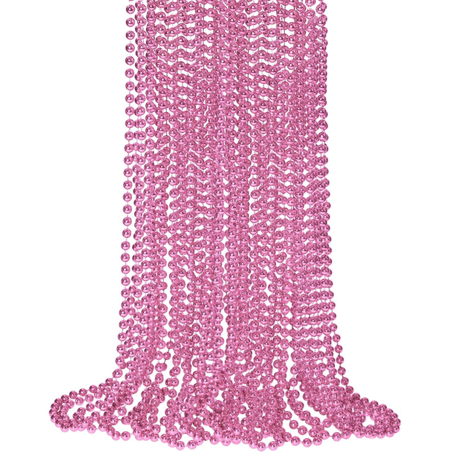 SHAOQINLIN pink bead necklace close-up for vibrant Mardi Gras style