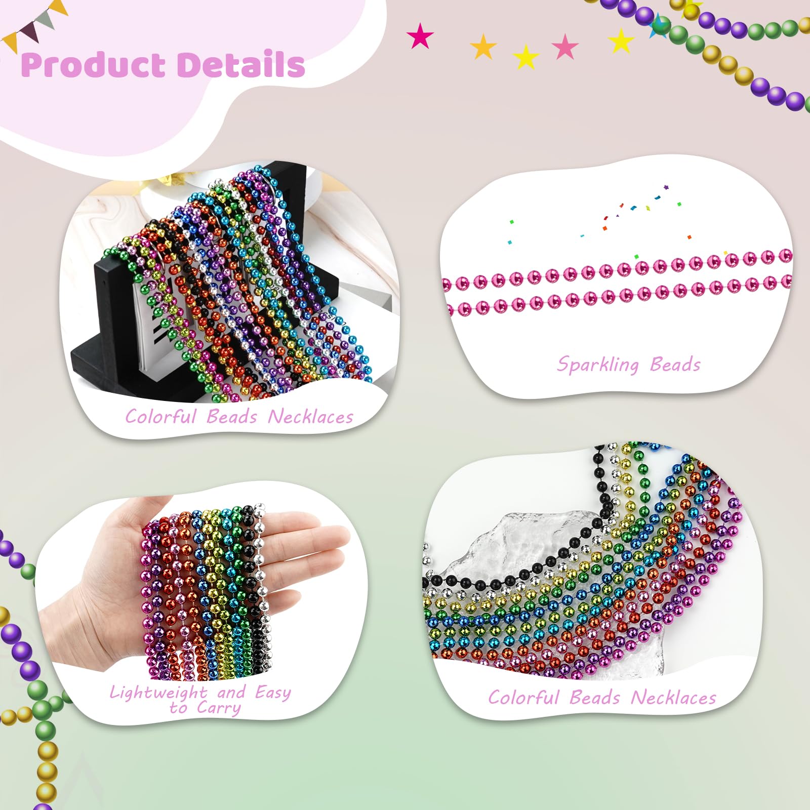 SHAOQINLIN pink bead necklaces arranged for holiday decorations