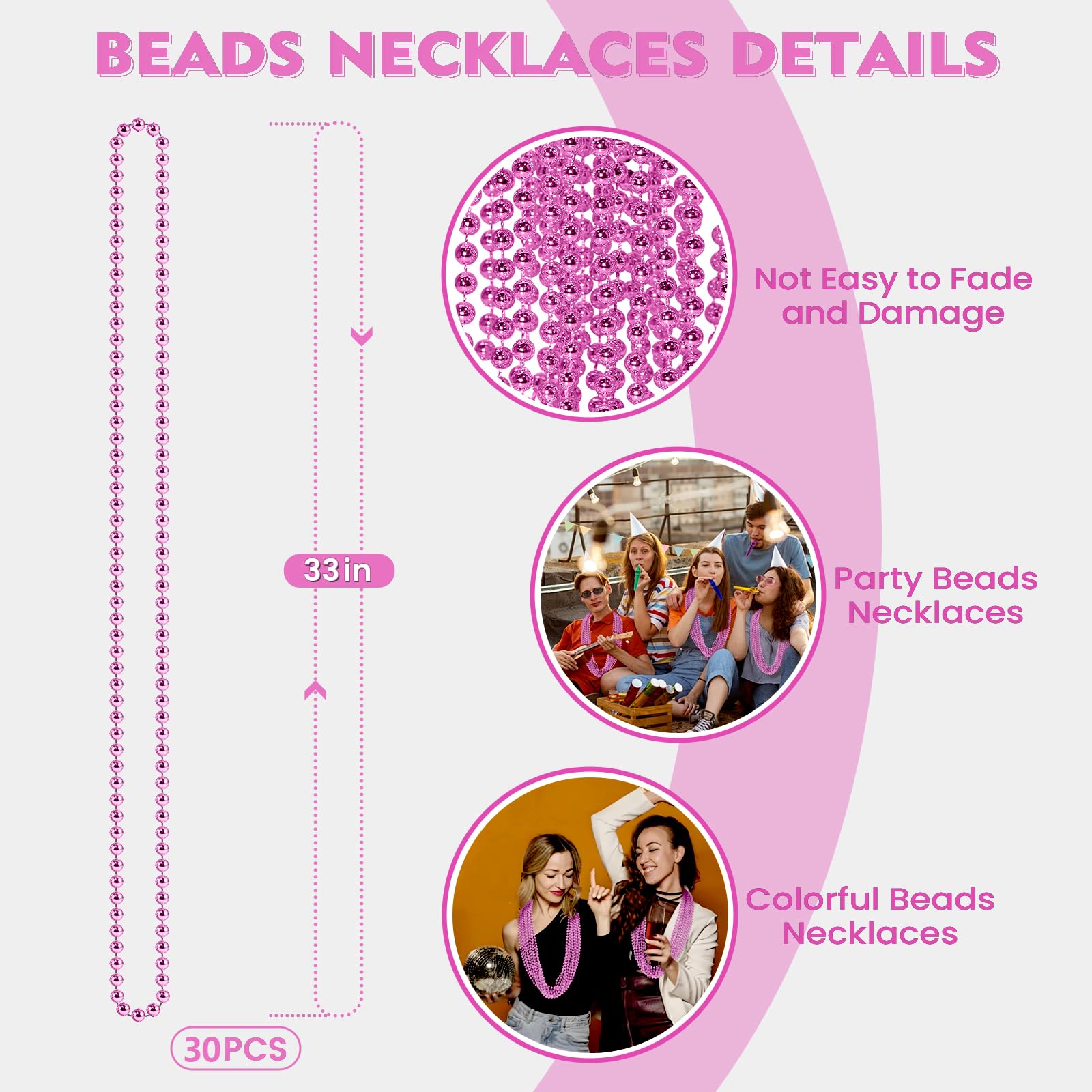 SHAOQINLIN pink Mardi Gras beads add festive flair for parades and celebrations.