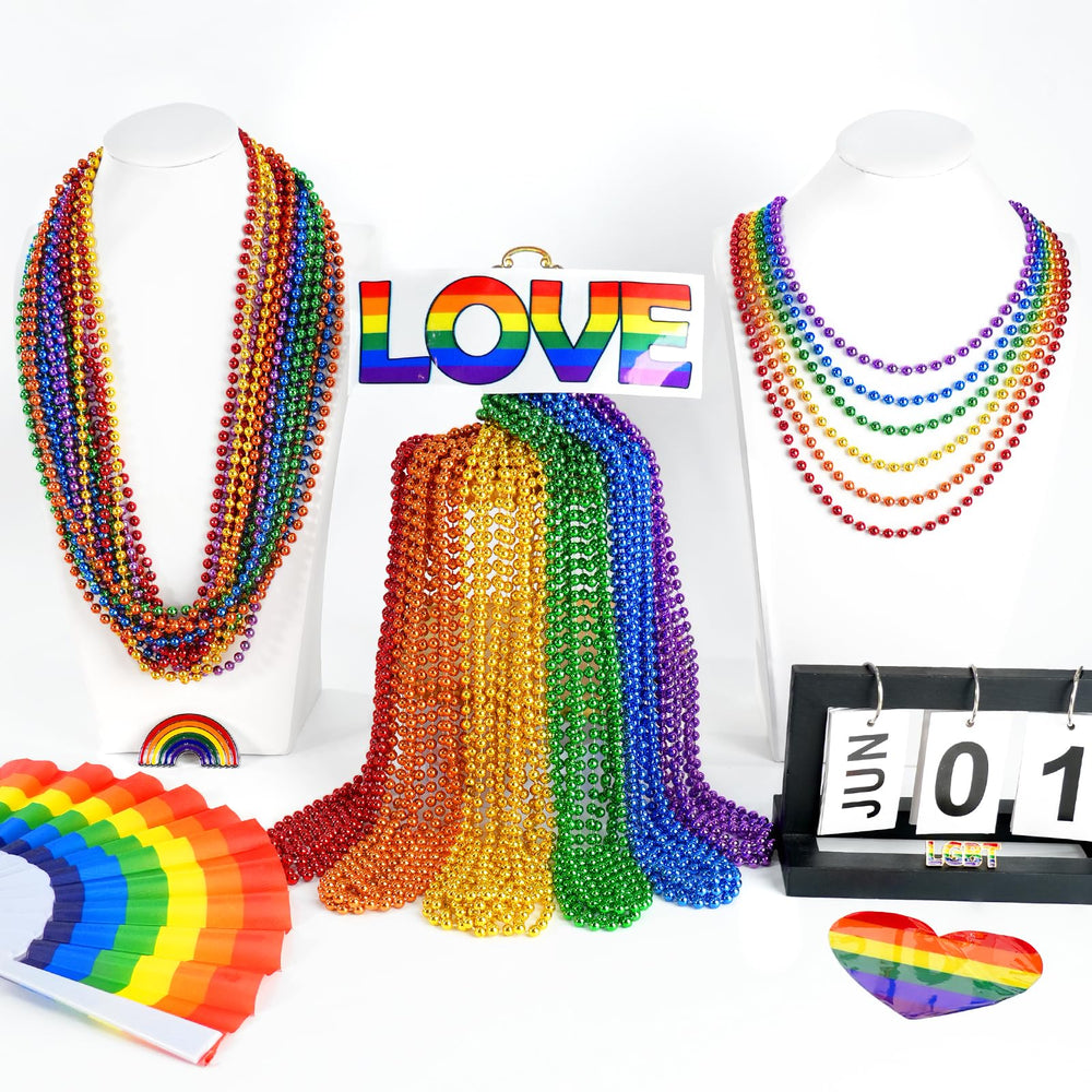 SHAOQINLIN Pride beads necklace blue, versatile accessory for outfits and party favors.