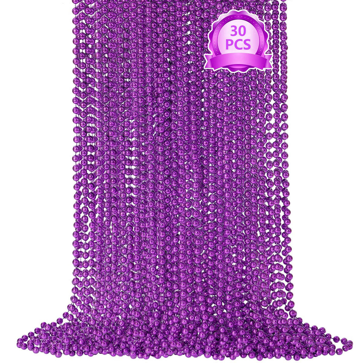 SHAOQINLIN purple Mardi Gras beads set of 30, ideal for lively parades.