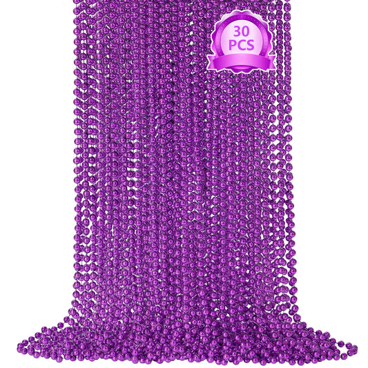 SHAOQINLIN purple Mardi Gras beads set of 30, ideal for lively parades.
