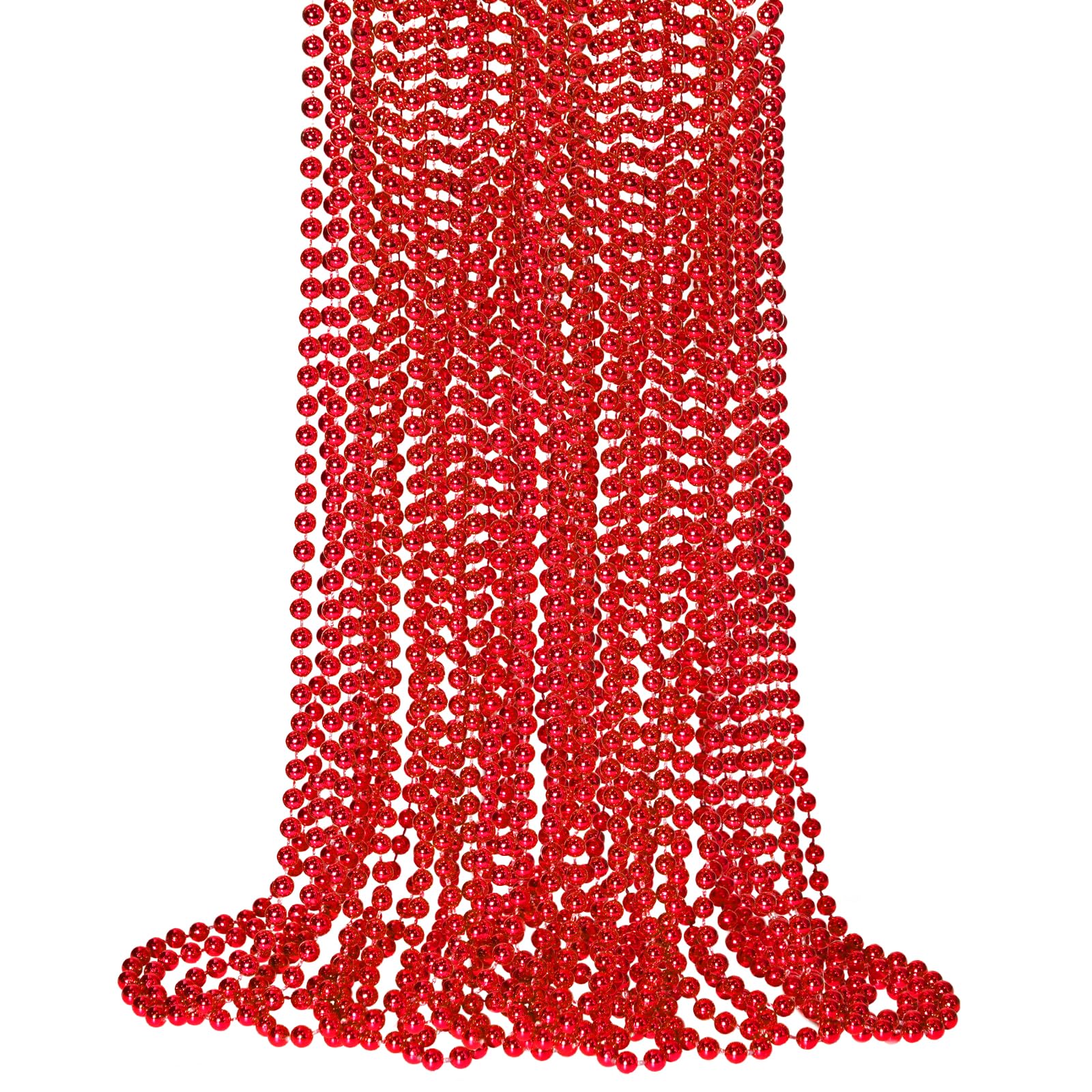 SHAOQINLIN red Mardi Gras beads pack showing festive 12 pieces, ideal for parties