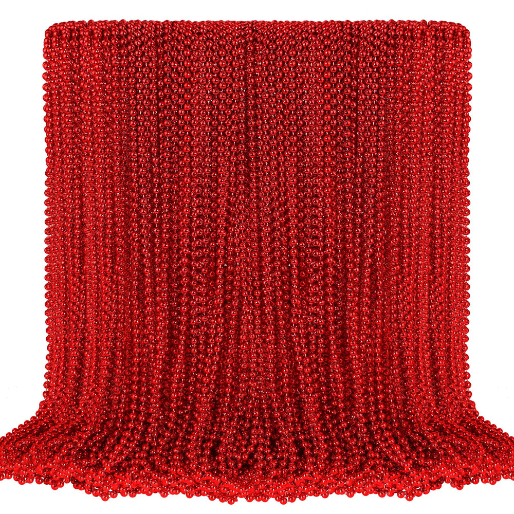 SHAOQINLIN red Mardi Gras beads necklace, 33 inches, ideal for parade throws