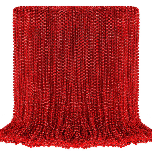 SHAOQINLIN red Mardi Gras beads necklace, 33 inches, ideal for parade throws