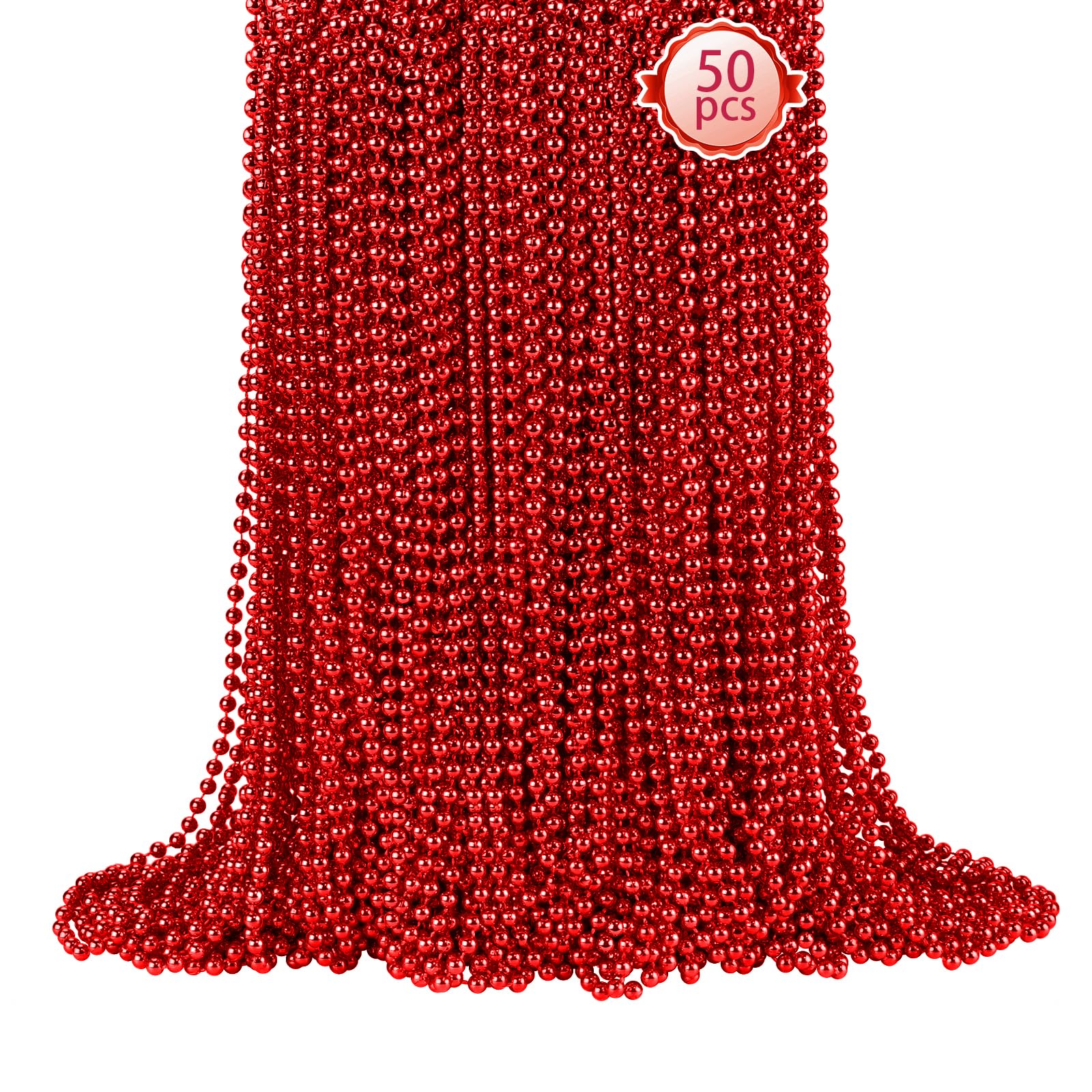 SHAOQINLIN red Mardi Gras beads pack, bright and lightweight for festive parades.